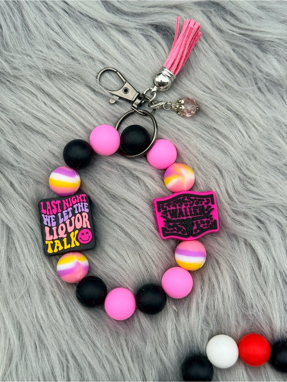 Morgan Wallen Inspired Silicone Bead Wristlet Keychain